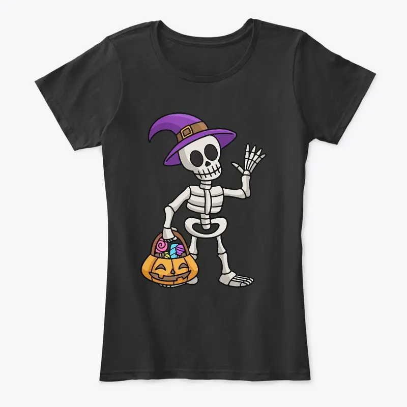 Halloween Skeleton with pumpkin basket