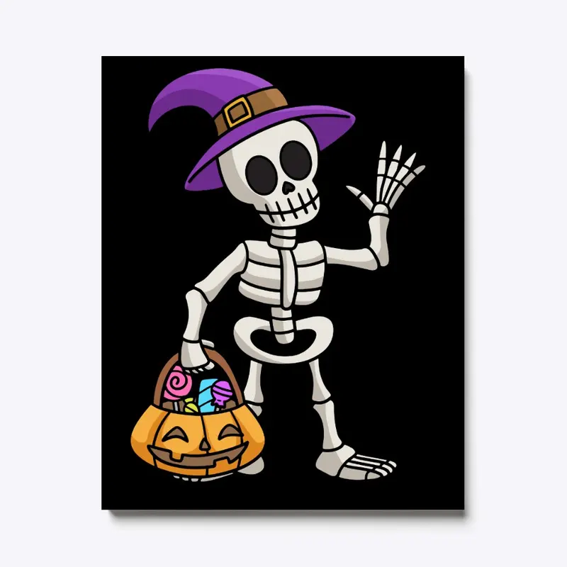 Halloween Skeleton with pumpkin basket