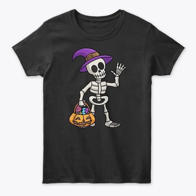 Halloween Skeleton with pumpkin basket