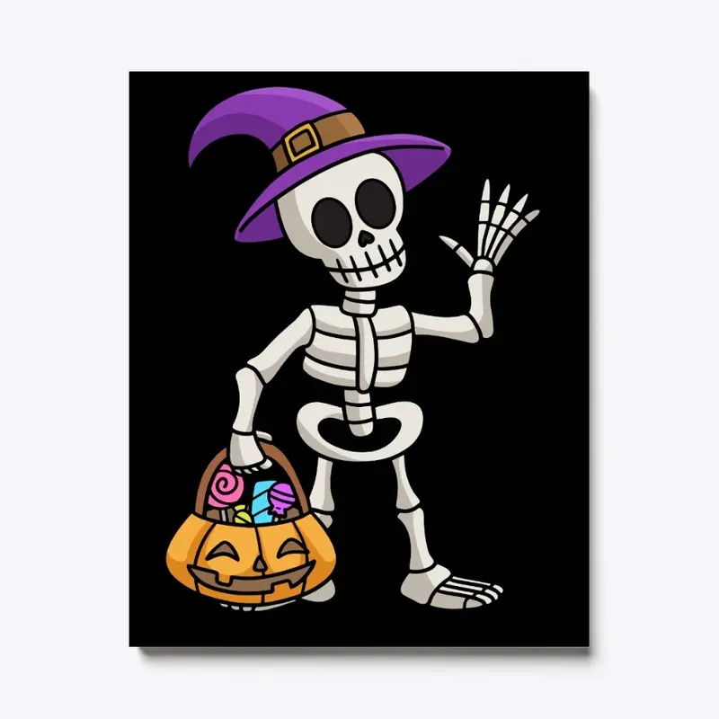 Halloween Skeleton with pumpkin basket